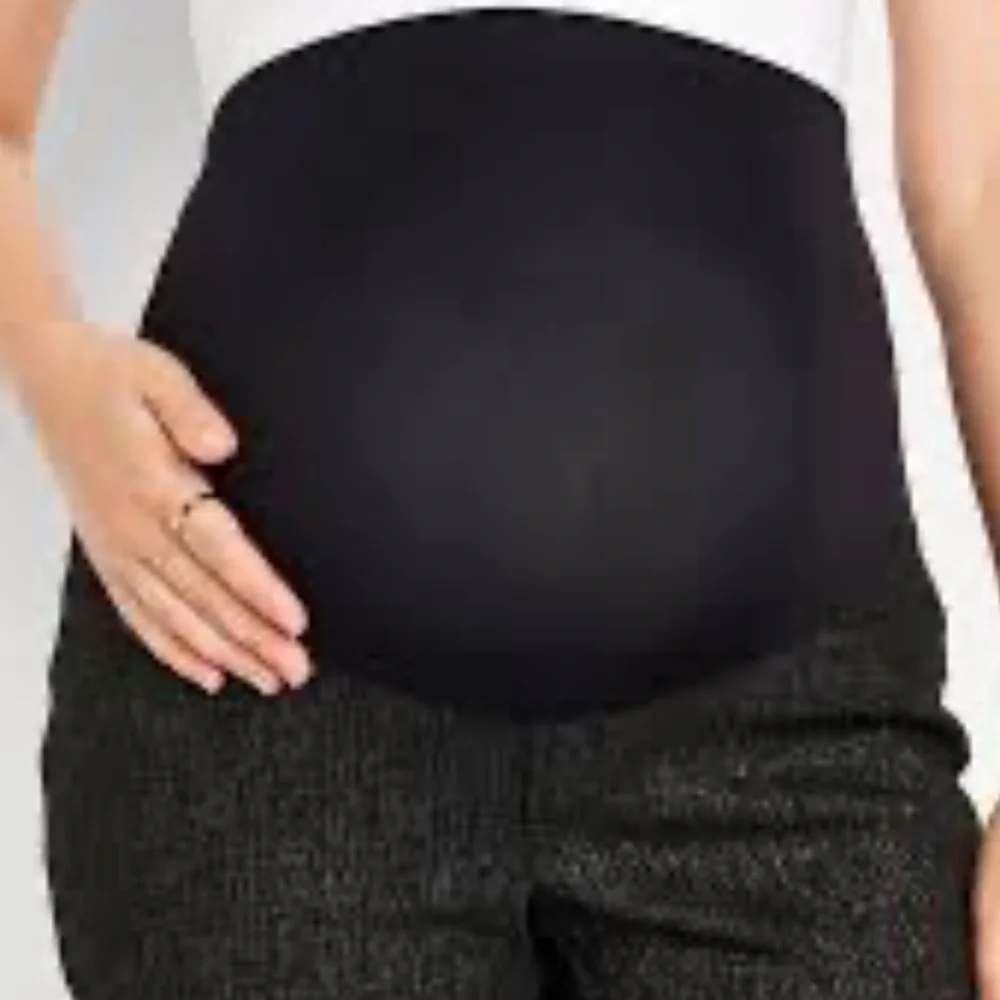 NWT Old Navy Maternity Full Panel Pixie Skinny Pants Black/Gold - Picture 2 of 7